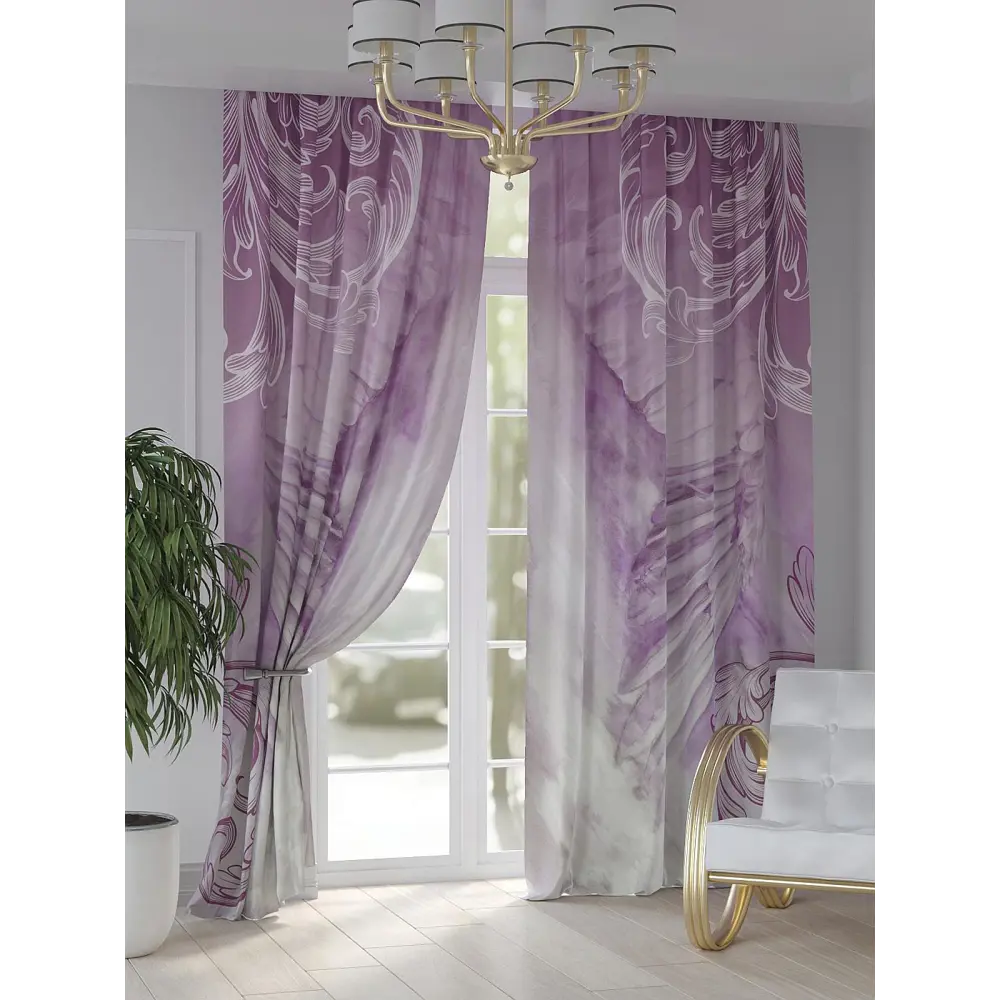 Фото 6 Комплект штор At home Базовая коллекция AT948114 на шторной ленте 250x150 см цвет фиолетовый Фото 6 Комплект штор At home Базовая коллекция AT948114 на шторной ленте 250x150 см цвет фиолетовый