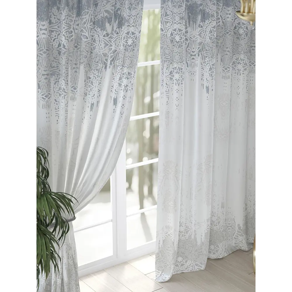 Фото 4 Комплект штор на шторной ленте AT Home Монекрис 150x250 см цвет белый Фото 4 Комплект штор на шторной ленте AT Home Монекрис 150x250 см цвет белый