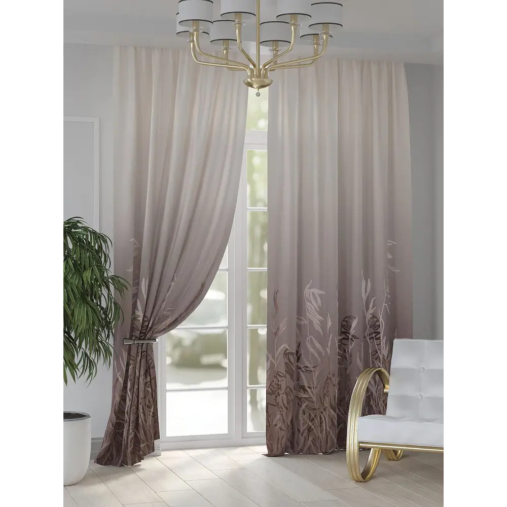 Фото 6 Комплект штор At home Базовая коллекция AT948148 на шторной ленте 250x150 см цвет бежевый Фото 6 Комплект штор At home Базовая коллекция AT948148 на шторной ленте 250x150 см цвет бежевый