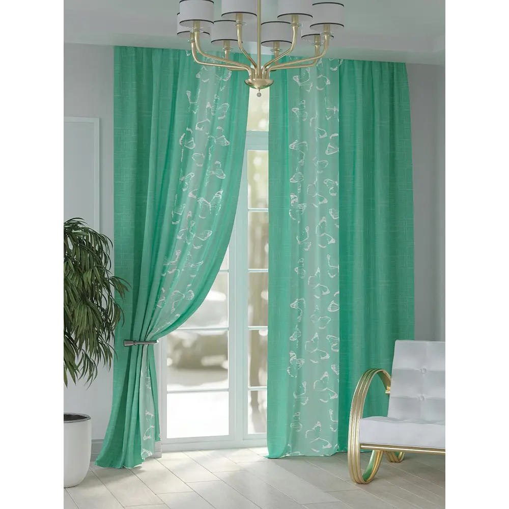 Фото 6 Комплект штор At home Базовая коллекция AT948151 на шторной ленте 250x150 см цвет синий Фото 6 Комплект штор At home Базовая коллекция AT948151 на шторной ленте 250x150 см цвет синий
