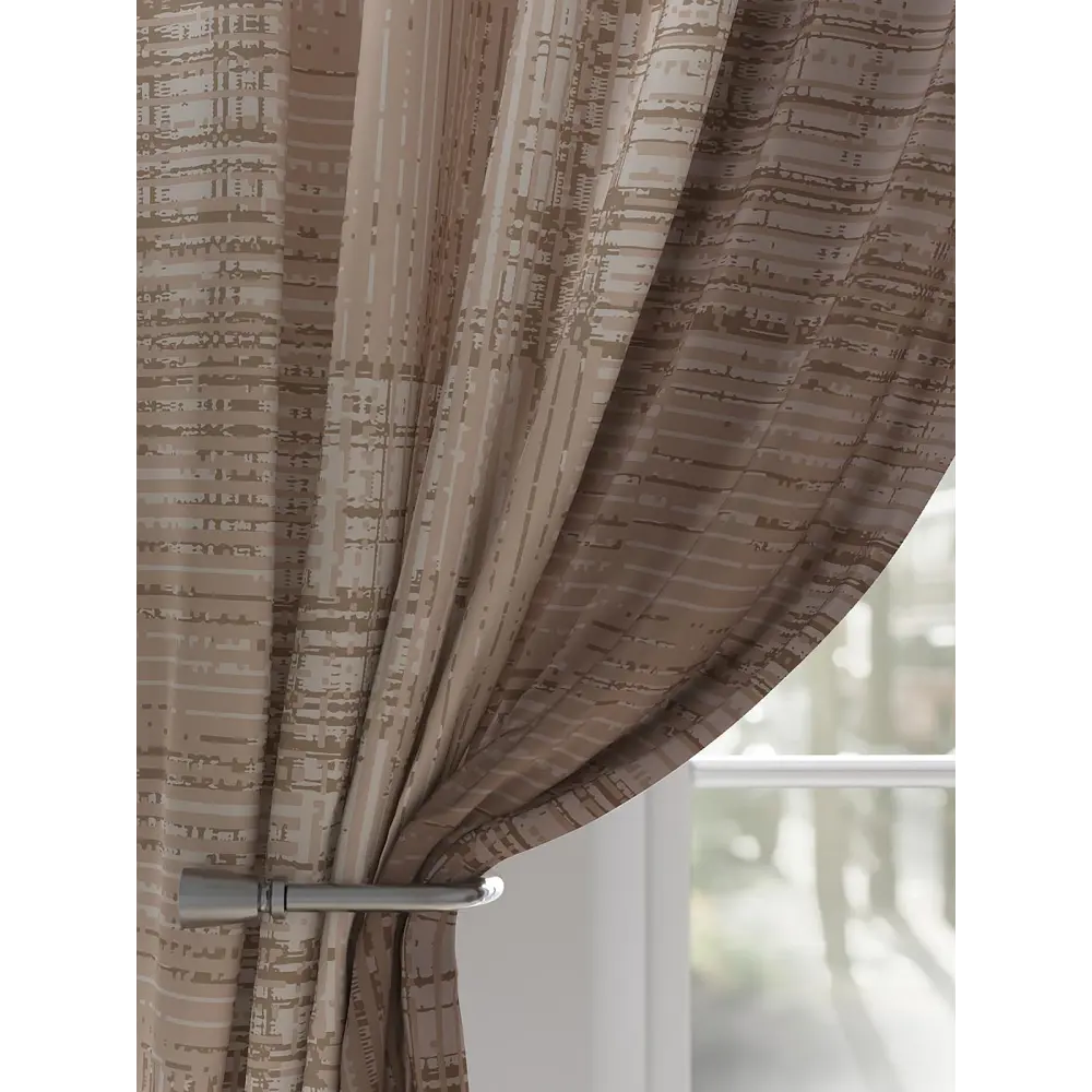 Фото 6 Комплект штор на шторной ленте AT Home Ринафис 150x250 см цвет коричневый Фото 6 Комплект штор на шторной ленте AT Home Ринафис 150x250 см цвет коричневый