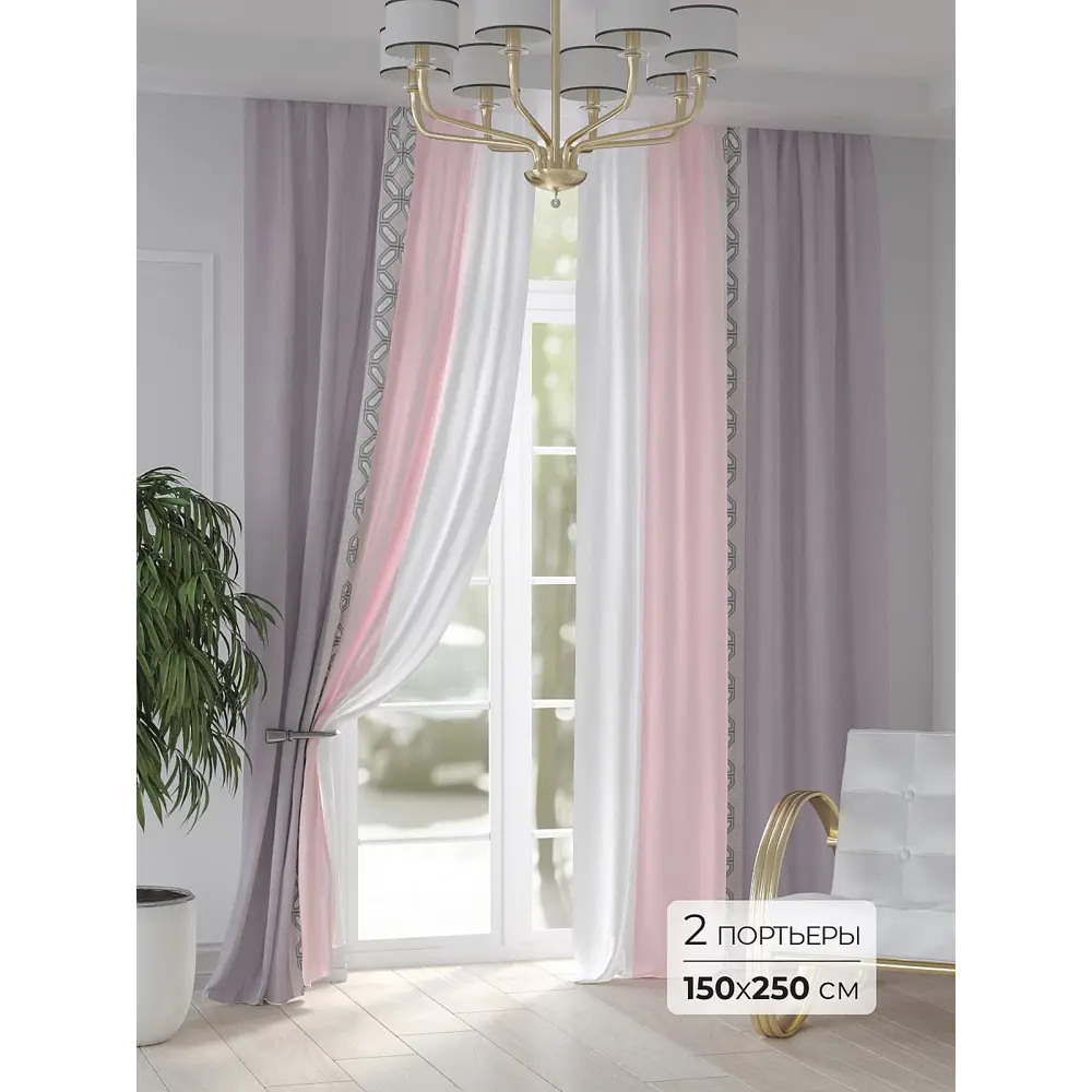 Фото Комплект штор At home Базовая коллекция AT948167 на шторной ленте 250x150 см цвет белый Фото Комплект штор At home Базовая коллекция AT948167 на шторной ленте 250x150 см цвет белый
