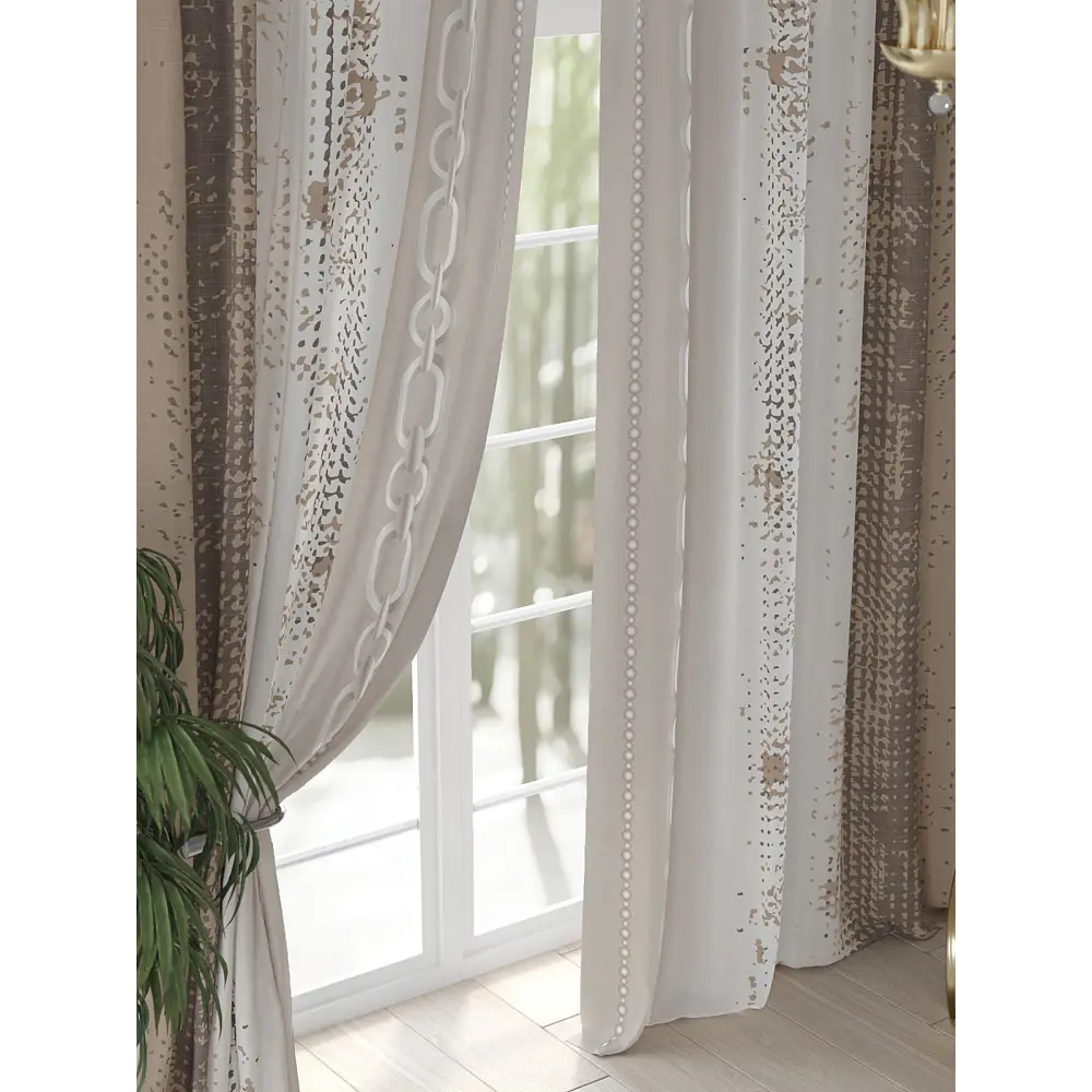 Фото 4 Комплект штор на шторной ленте AT Home Ланритс 150x250 см цвет белый Фото 4 Комплект штор на шторной ленте AT Home Ланритс 150x250 см цвет белый