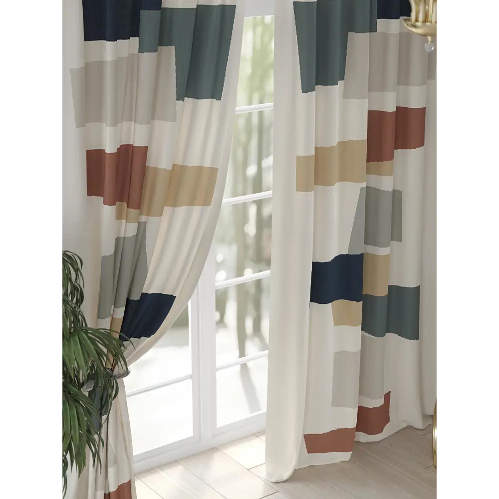 Фото 4 Комплект штор на шторной ленте AT Home Фенркист 150x250 см цвет молочный Фото 4 Комплект штор на шторной ленте AT Home Фенркист 150x250 см цвет молочный