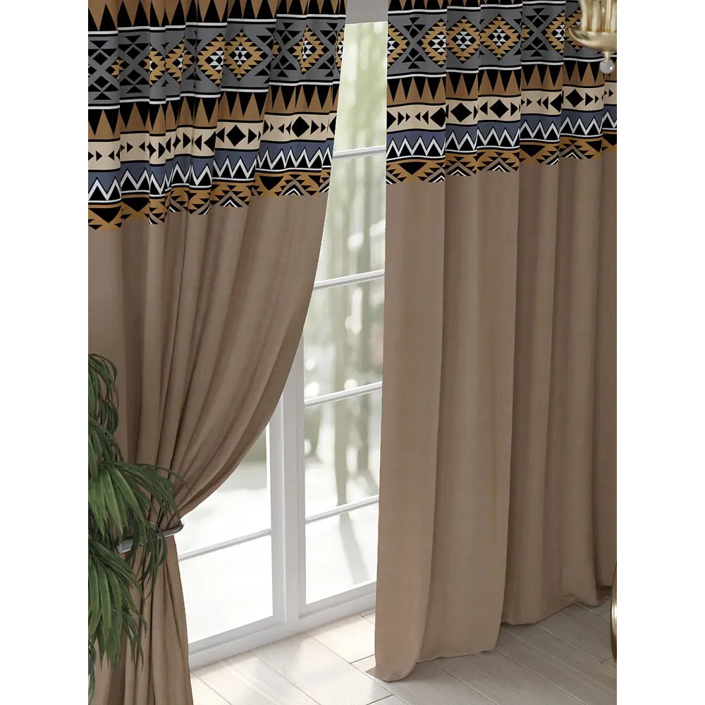 Фото 3 Комплект штор At home Базовая коллекция AT948192 на шторной ленте 250x150 см цвет коричневый Фото 3 Комплект штор At home Базовая коллекция AT948192 на шторной ленте 250x150 см цвет коричневый