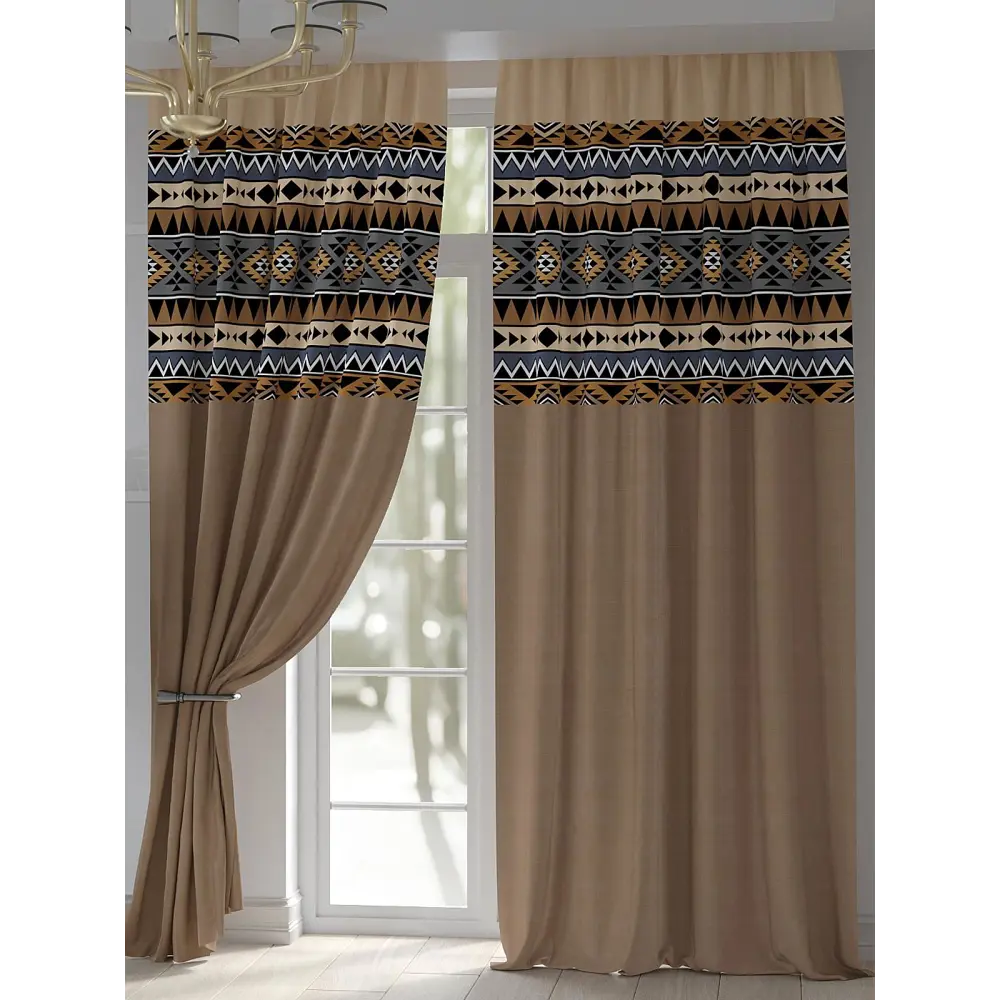 Фото 4 Комплект штор At home Базовая коллекция AT948192 на шторной ленте 250x150 см цвет коричневый Фото 4 Комплект штор At home Базовая коллекция AT948192 на шторной ленте 250x150 см цвет коричневый