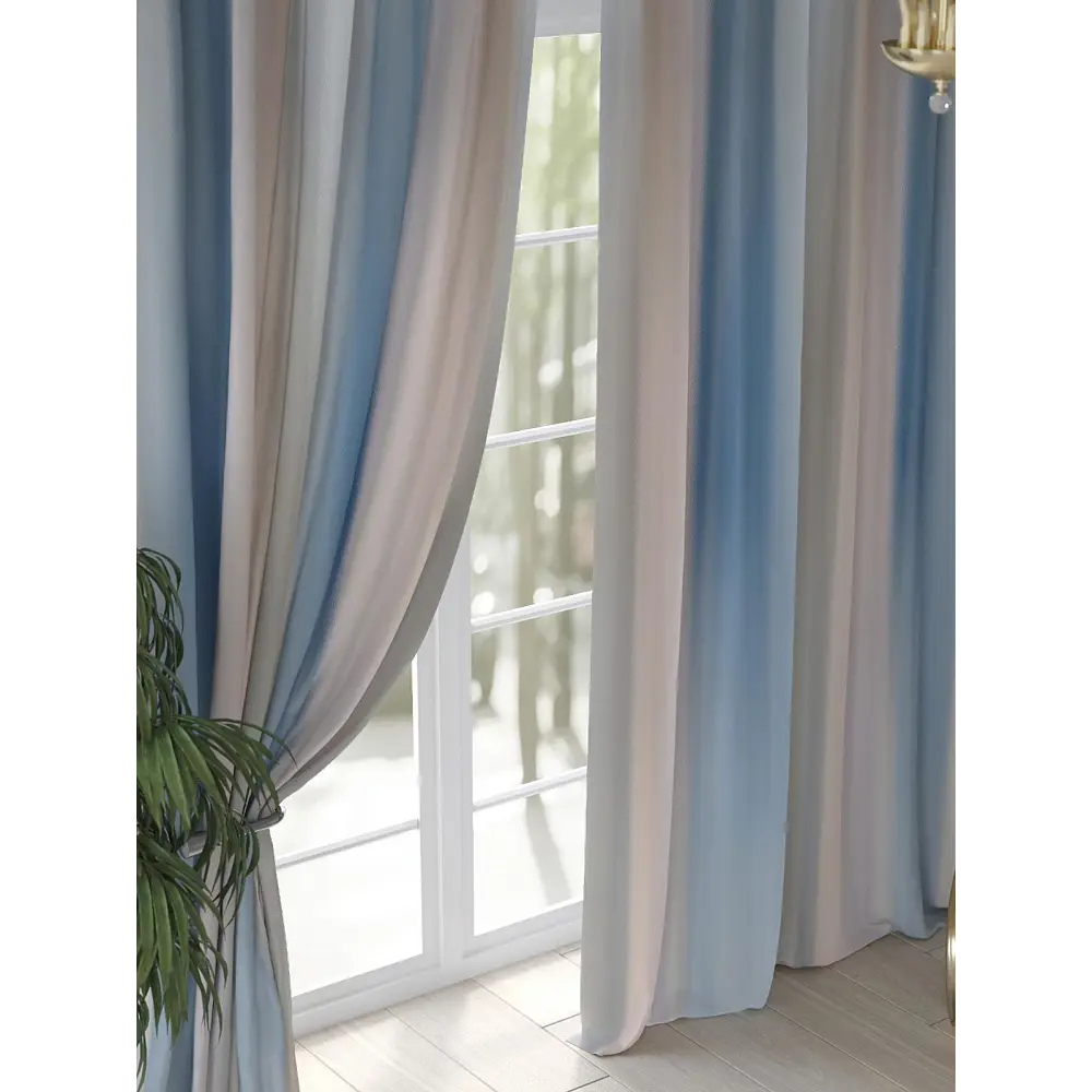 Фото 3 Комплект штор на шторной ленте At Home Генсвил 150x250 см цвет бежевый/персиковый/синий Фото 3 Комплект штор на шторной ленте At Home Генсвил 150x250 см цвет бежевый/персиковый/синий