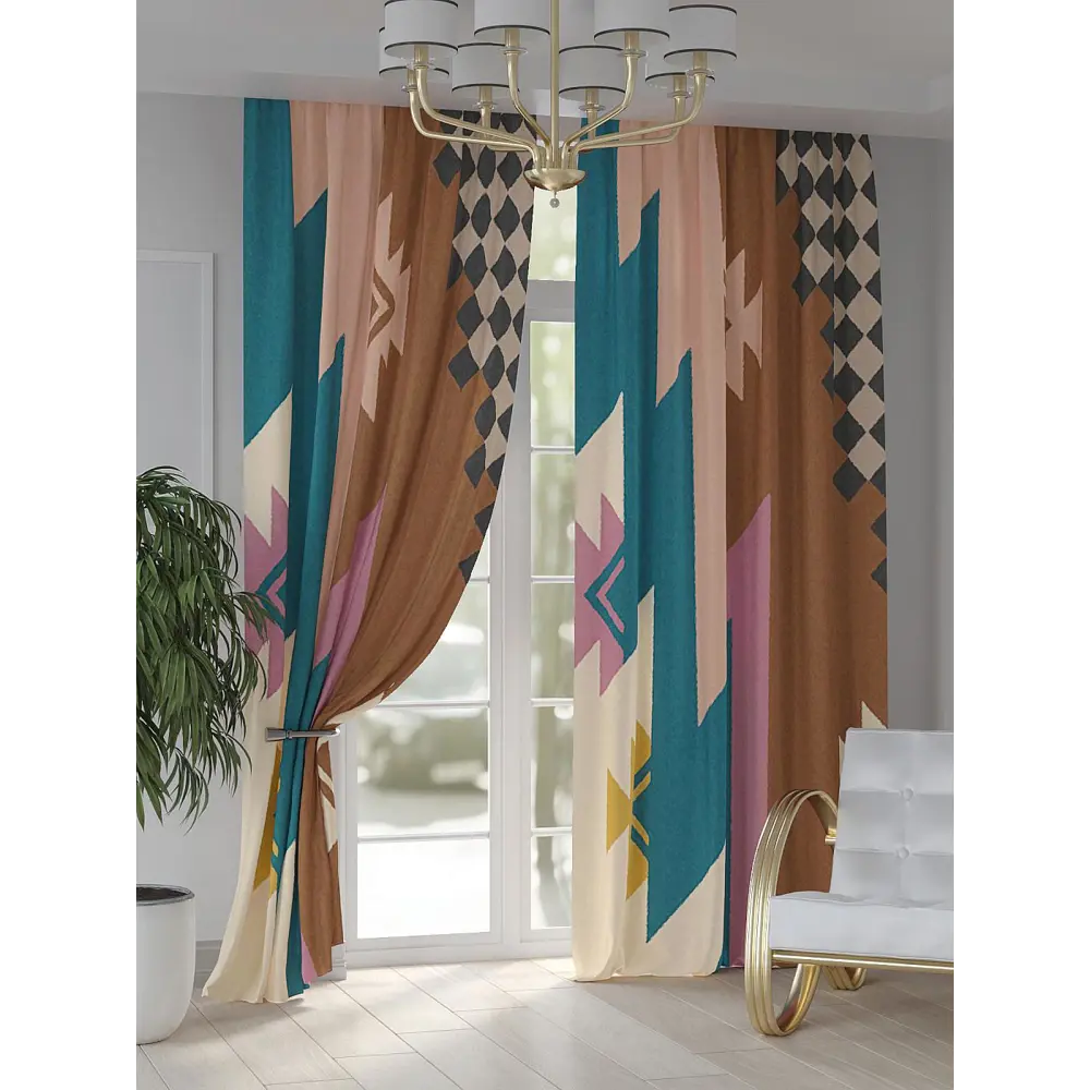 Фото 7 Комплект штор на шторной ленте AT Home Танмрикс 150x250 см цвет коричневый