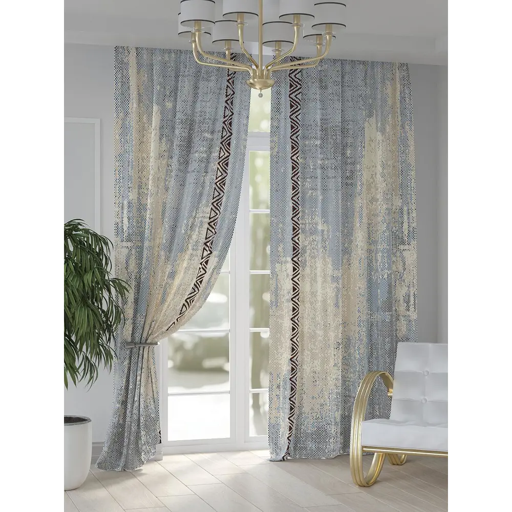 Фото 7 Комплект штор на шторной ленте AT Home Раманрил 150x250 см цвет бежевый Фото 7 Комплект штор на шторной ленте AT Home Раманрил 150x250 см цвет бежевый