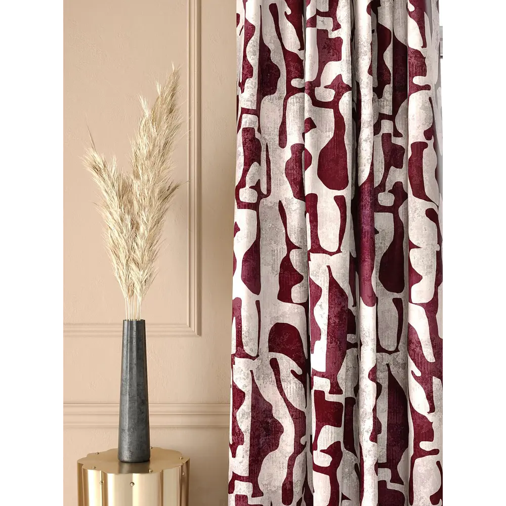 Фото 3 Комплект штор на шторной ленте At Home Лоритисен 150x250 см цвет бежевый/красный/бордовый Фото 3 Комплект штор на шторной ленте At Home Лоритисен 150x250 см цвет бежевый/красный/бордовый