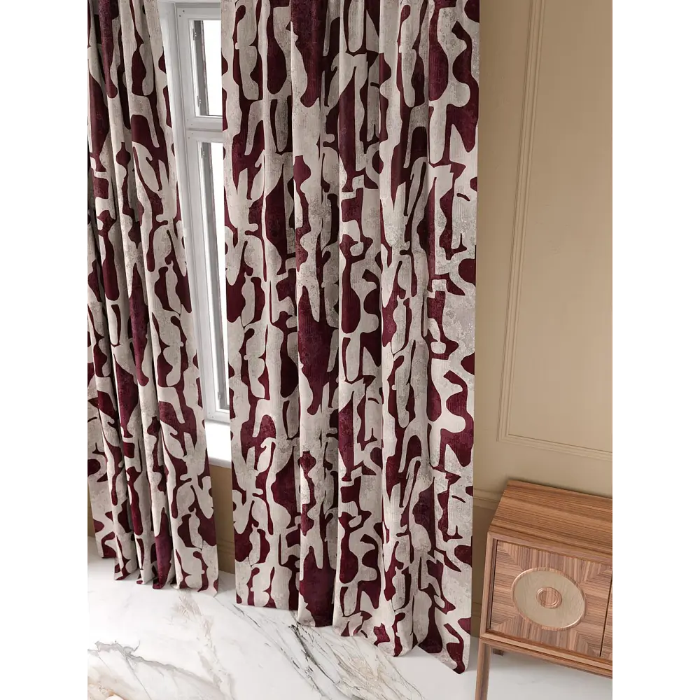 Фото 7 Комплект штор на шторной ленте At Home Лоритисен 150x250 см цвет бежевый/красный/бордовый Фото 7 Комплект штор на шторной ленте At Home Лоритисен 150x250 см цвет бежевый/красный/бордовый