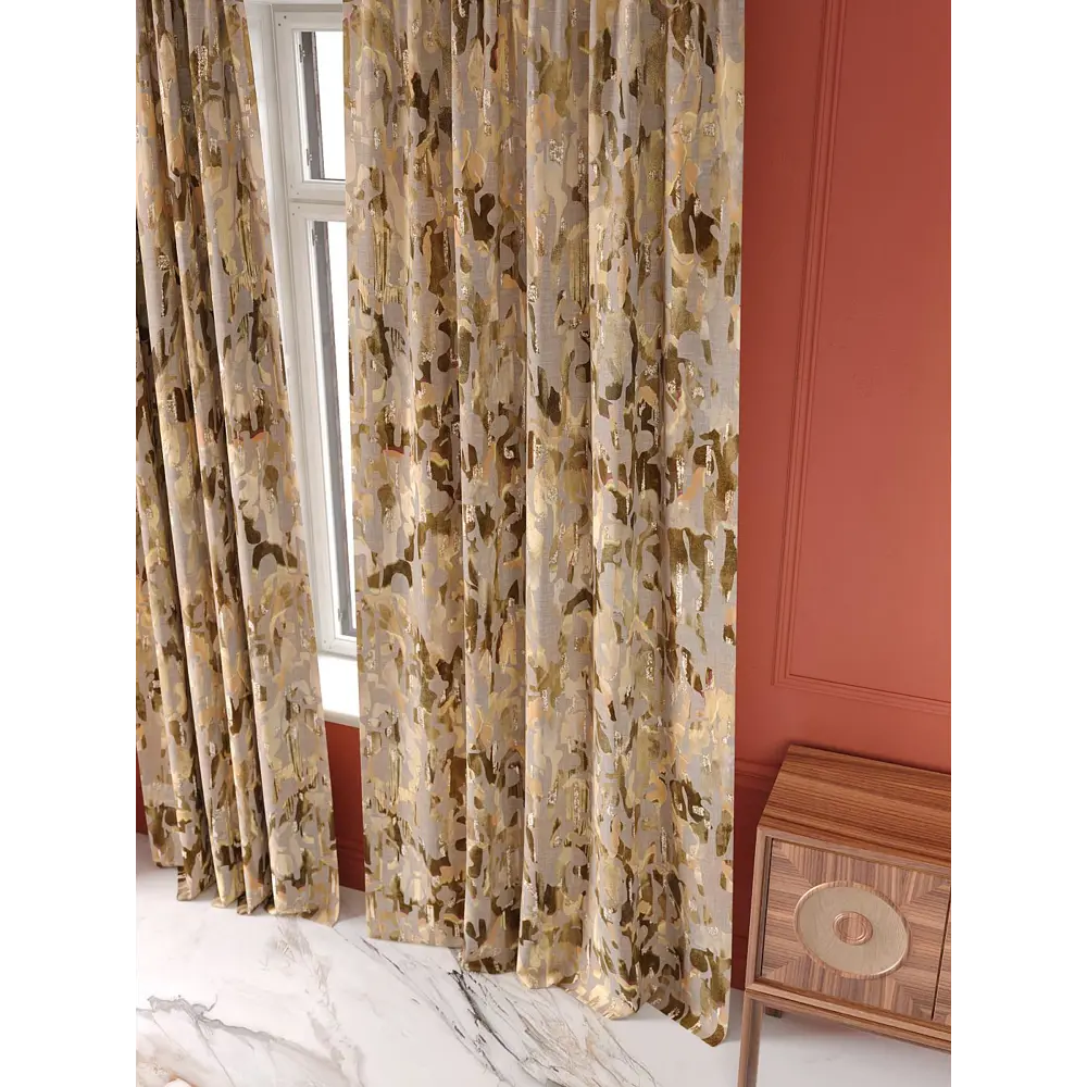 Фото 10 Комплект штор на шторной ленте At Home Риминрос 150x250 см цвет бежевый/коричневый/золотой Фото 10 Комплект штор на шторной ленте At Home Риминрос 150x250 см цвет бежевый/коричневый/золотой