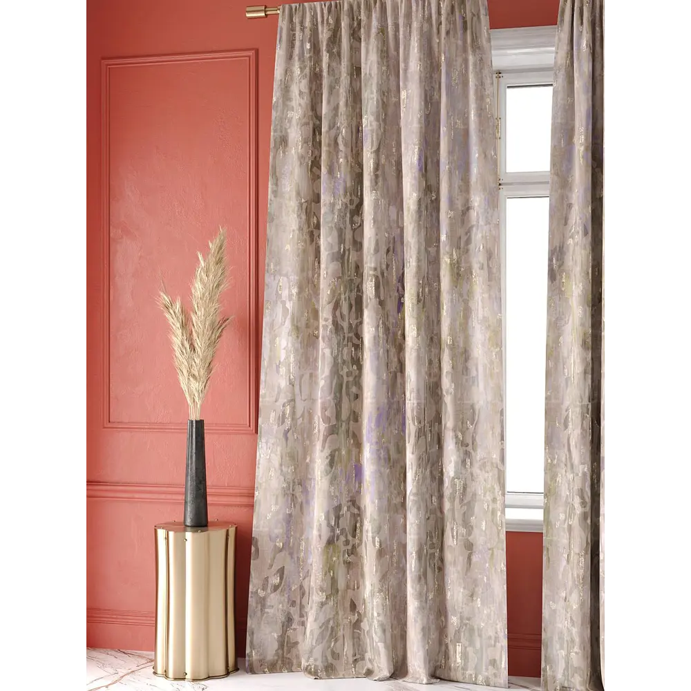 Фото 7 Комплект штор на шторной ленте At Home Мирелинис 150x250 см цвет бежевый/фиолетовый/сирень Фото 7 Комплект штор на шторной ленте At Home Мирелинис 150x250 см цвет бежевый/фиолетовый/сирень