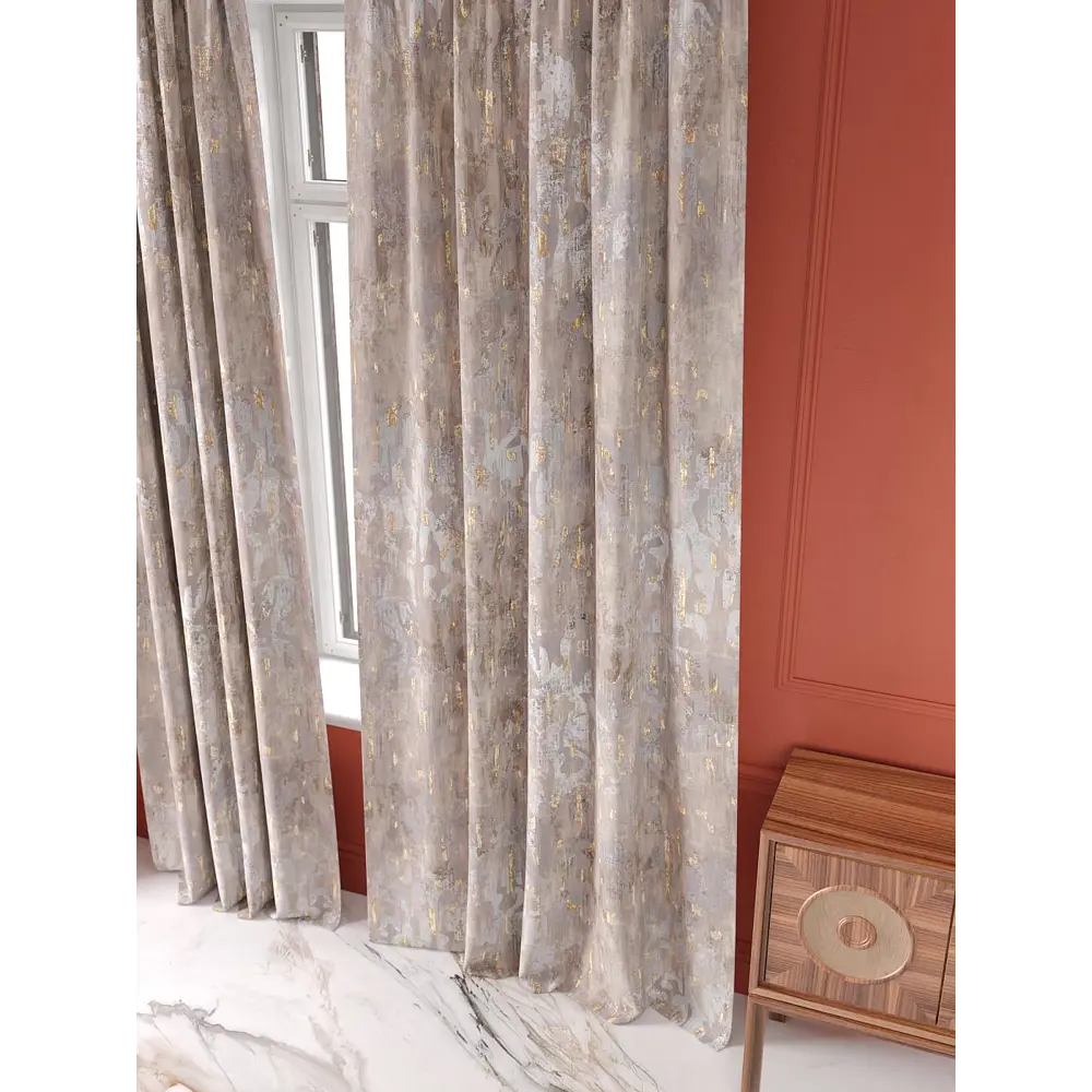 Фото 9 Комплект штор на шторной ленте At Home Неркос 150x250 см цвет бежевый/белый/золотой Фото 9 Комплект штор на шторной ленте At Home Неркос 150x250 см цвет бежевый/белый/золотой