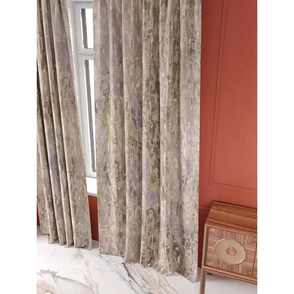 Фото 9 Комплект штор на шторной ленте At Home Мирелинис 150x250 см цвет бежевый/фиолетовый/сирень Фото 9 Комплект штор на шторной ленте At Home Мирелинис 150x250 см цвет бежевый/фиолетовый/сирень