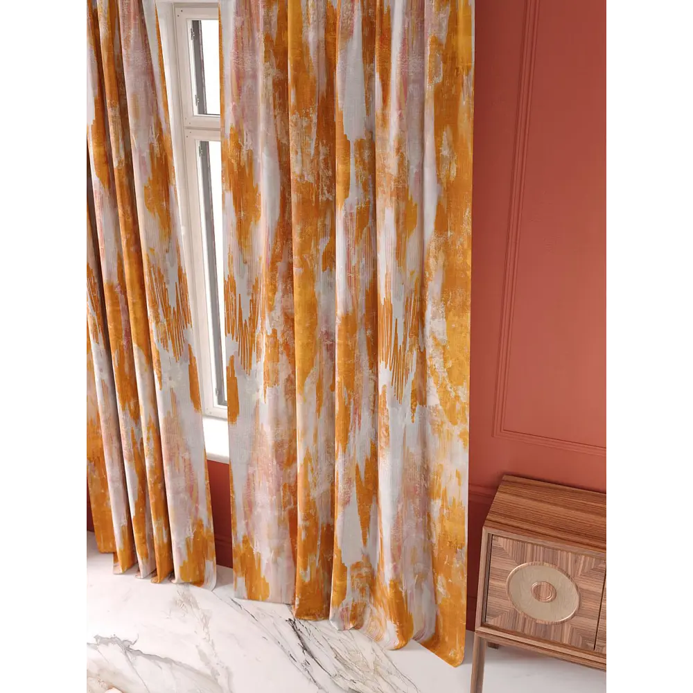 Фото 7 Комплект штор на шторной ленте At Home Римилиорс 150x250 см цвет белый/оранжевый/персиковый Фото 7 Комплект штор на шторной ленте At Home Римилиорс 150x250 см цвет белый/оранжевый/персиковый