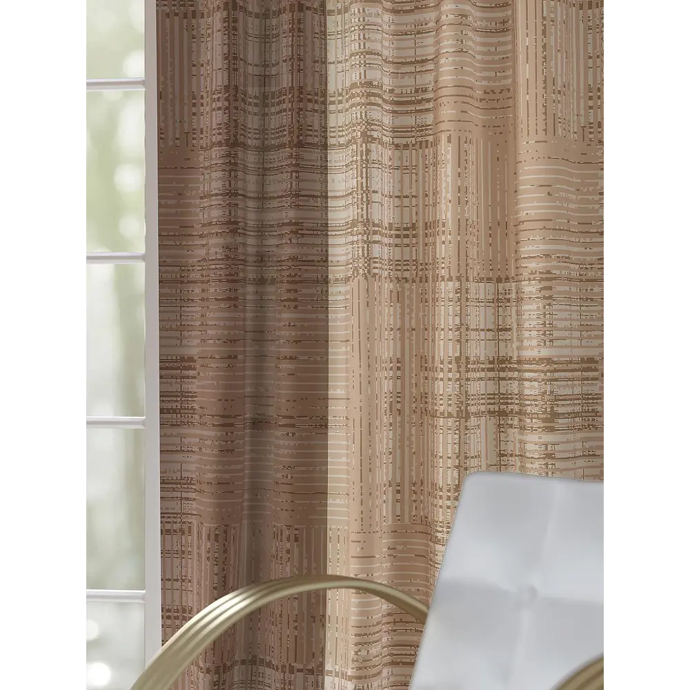 Фото 4 Комплект штор на шторной ленте AT Home Ринафис 150x260 см цвет бежевый; коричневый Фото 4 Комплект штор на шторной ленте AT Home Ринафис 150x260 см цвет бежевый; коричневый