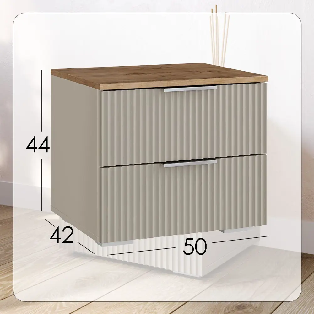 Фото 3 Тумба прикроватная Диван не мебель Ингрия 2 50x44x42 см 2 ящика ЛДСП цвет сантьяго Фото 3 Тумба прикроватная Диван не мебель Ингрия 2 50x44x42 см 2 ящика ЛДСП цвет сантьяго