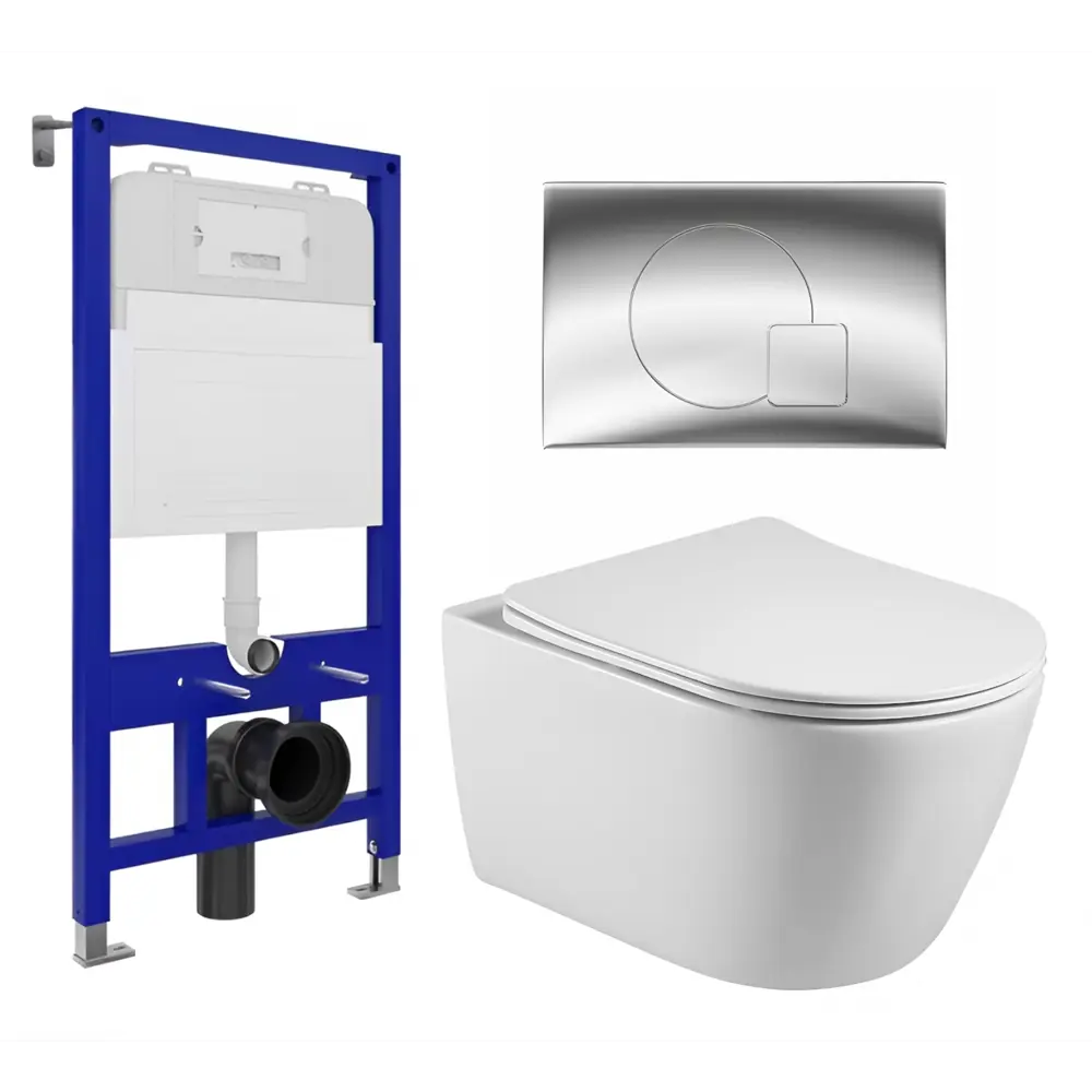 Фото Комплект инсталляция с унитазом Enio 541727 цвет белый Фото Комплект инсталляция с унитазом Enio 541727 цвет белый