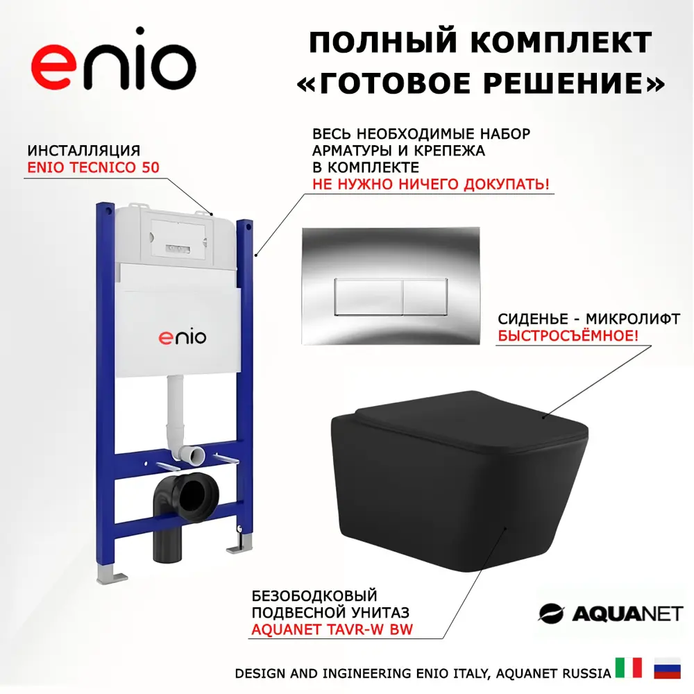 Фото 7 Комплект инсталляция с унитазом Enio 545061 цвет черный Фото 7 Комплект инсталляция с унитазом Enio 545061 цвет черный