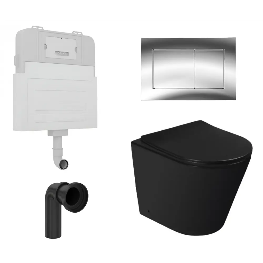 Фото Комплект инсталляция с унитазом Enio 535849 цвет черный Фото Комплект инсталляция с унитазом Enio 535849 цвет черный
