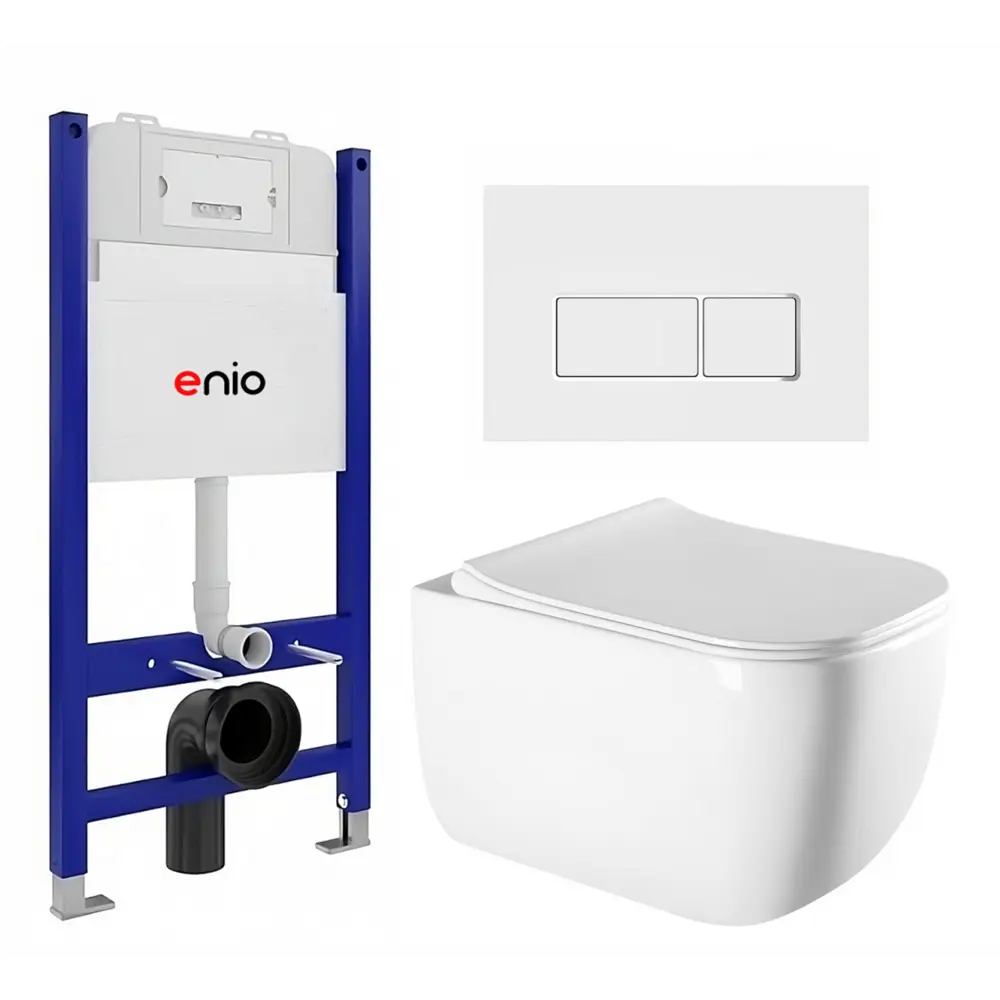 Фото Комплект инсталляция с унитазом Enio 611882 цвет белый Фото Комплект инсталляция с унитазом Enio 611882 цвет белый