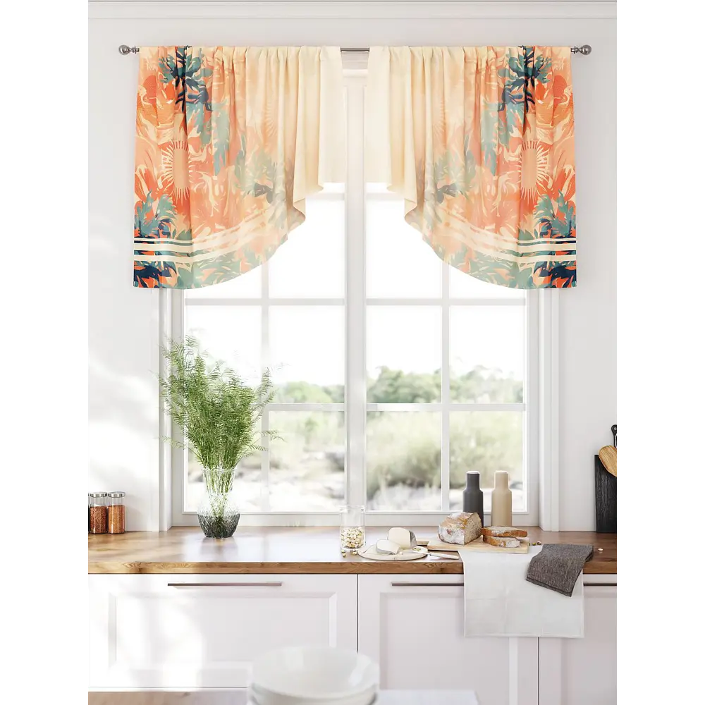 Фото 3 Комплект штор At home Базовая коллекция AT585046 на шторной ленте 90x150 см цвет зеленый