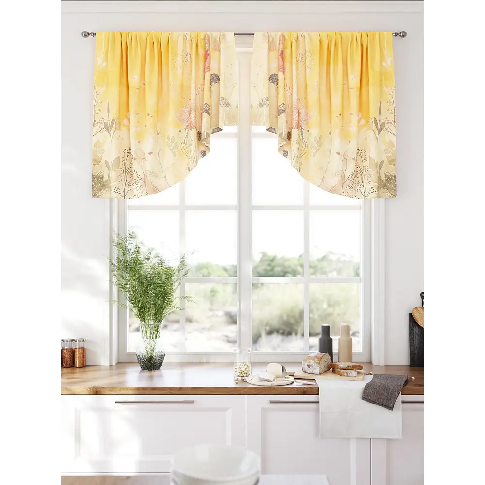 Фото 3 Комплект штор At home Базовая коллекция AT585036 на шторной ленте 90x150 см цвет бежевый