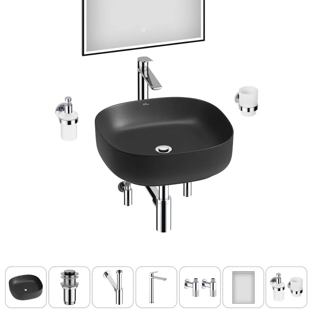 Фото Раковина Wellsee belle spa 3.0 20218514R 45см цвет раковина 7 в 1: д/к, сифон, смеситель, вентили, зеркало, аксессуары Фото Раковина Wellsee belle spa 3.0 20218514R 45см цвет раковина 7 в 1: д/к, сифон, смеситель, вентили, зеркало, аксессуары