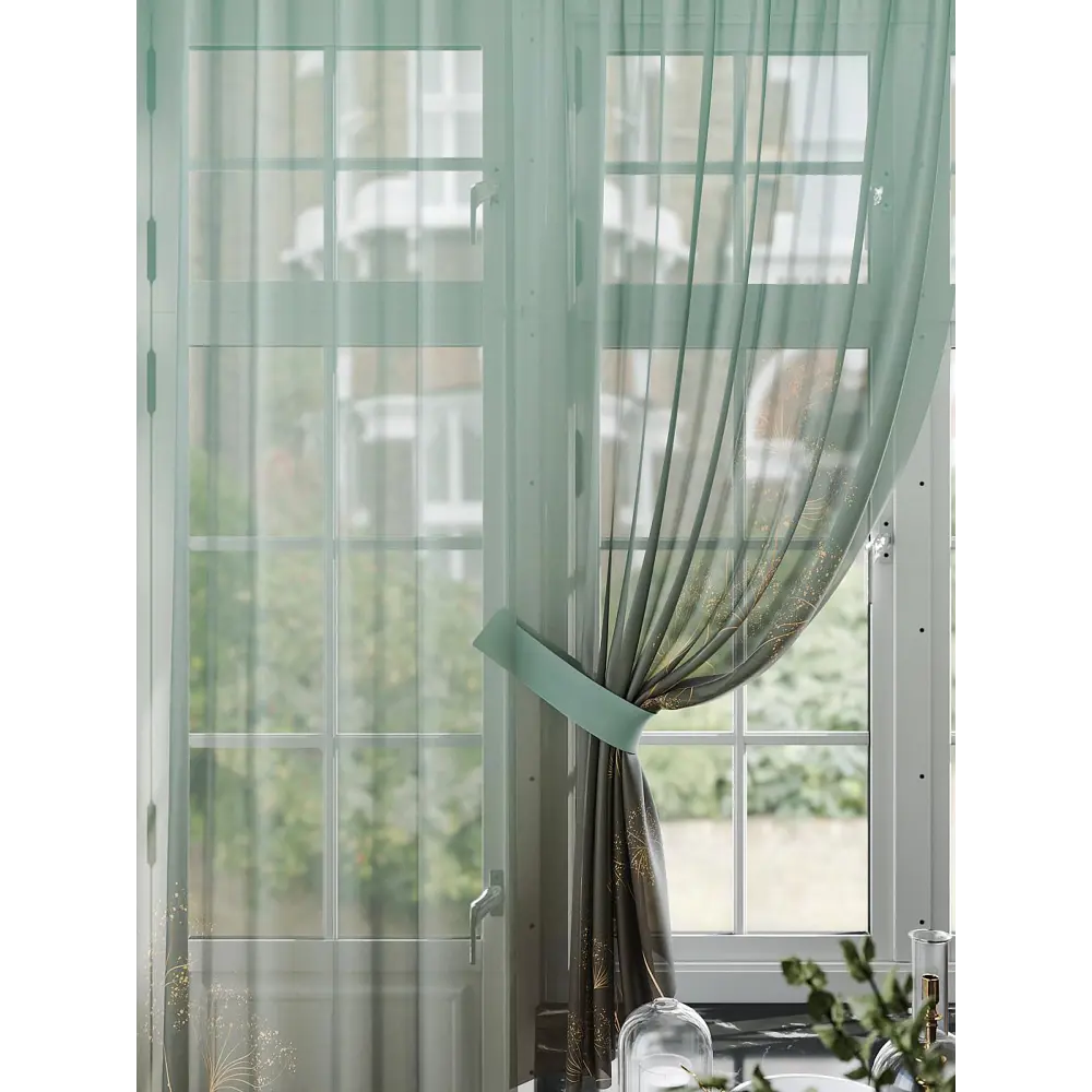 Фото 4 Комплект штор At home Базовая коллекция AT567081-250 на шторной ленте 250x150 см цвет бирюзовый Фото 4 Комплект штор At home Базовая коллекция AT567081-250 на шторной ленте 250x150 см цвет бирюзовый