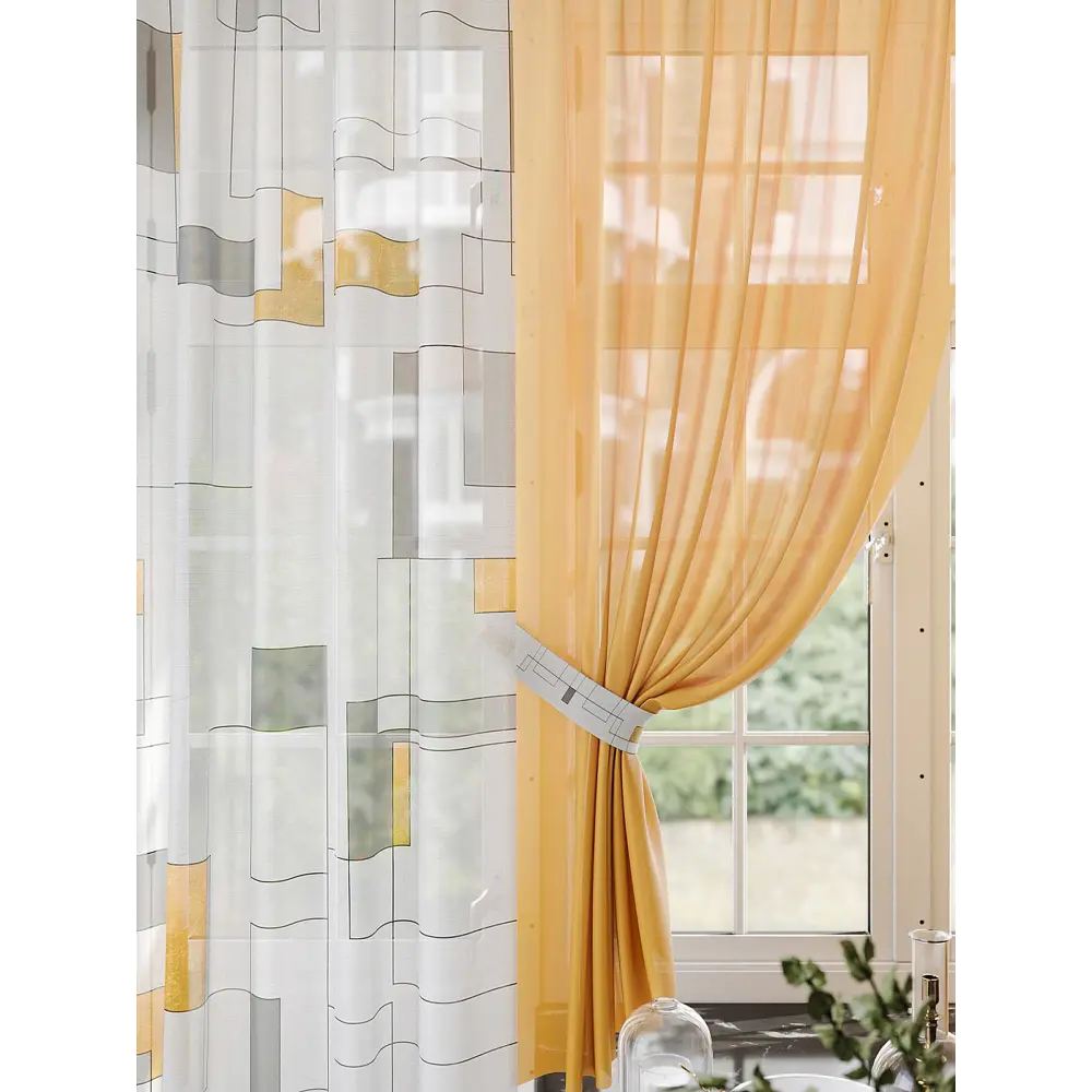 Фото 4 Комплект штор At home Базовая коллекция AT567006-250 на шторной ленте 250x150 см цвет белый Фото 4 Комплект штор At home Базовая коллекция AT567006-250 на шторной ленте 250x150 см цвет белый