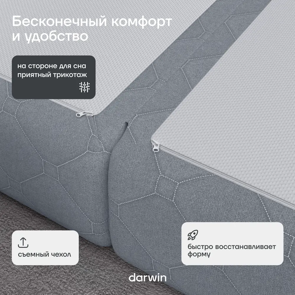 Фото 7 Диван раскладной Darwin Debut Silver 200x45x70 см рогожка цвет серый Фото 7 Диван раскладной Darwin Debut Silver 200x45x70 см рогожка цвет серый