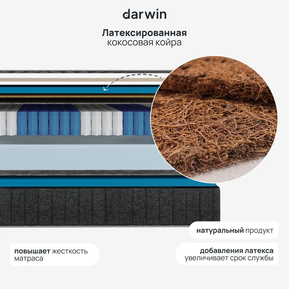 Фото 6 Матрас Darwin Deluxe 4640216420641 80x200x25 см независимый пружинный блок 1-спальный Фото 6 Матрас Darwin Deluxe 4640216420641 80x200x25 см независимый пружинный блок 1-спальный