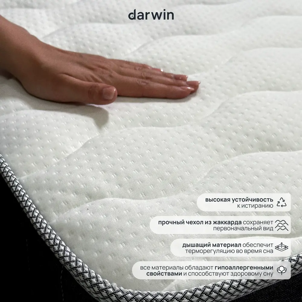 Фото 10 Матрас Darwin Deluxe 4640216420641 80x200x25 см независимый пружинный блок 1-спальный Фото 10 Матрас Darwin Deluxe 4640216420641 80x200x25 см независимый пружинный блок 1-спальный
