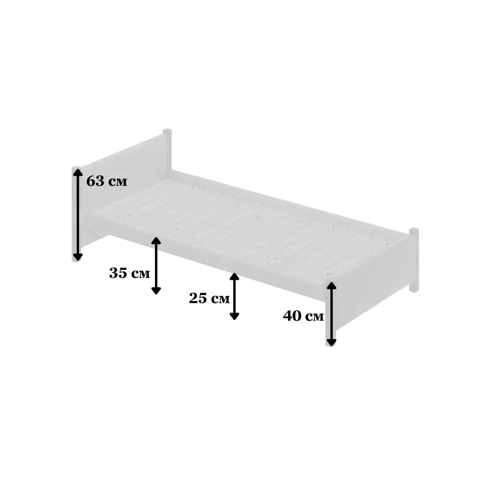 Фото 6 Кровать Solarius Классика 110x63x210 см дерево со сплошным основанием цвет светло-серый/белый