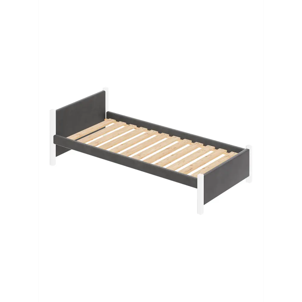 Фото 2 Кровать Solarius Классика 110x63x200 см дерево с реечным основанием цвет темно-серый/белый Фото 2 Кровать Solarius Классика 110x63x200 см дерево с реечным основанием цвет темно-серый/белый