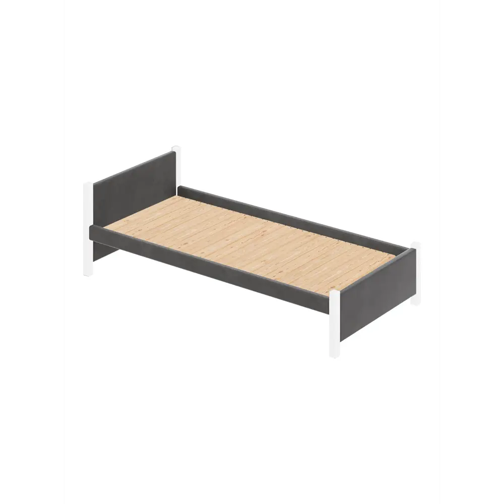 Фото 2 Кровать Solarius Классика 110x63x200 см дерево со сплошным основанием цвет темно-серый/белый Фото 2 Кровать Solarius Классика 110x63x200 см дерево со сплошным основанием цвет темно-серый/белый