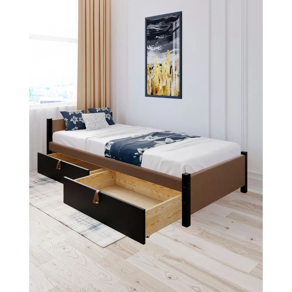 Фото Кровать Solarius Классика 100x63x210 см дерево цвет коричневый/черный оникс Фото Кровать Solarius Классика 100x63x210 см дерево цвет коричневый/черный оникс