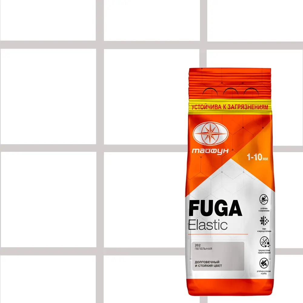 Фото Затирка цементная Тайфун Fuga Elastic №202 цвет пепельный 2 кг Фото Затирка цементная Тайфун Fuga Elastic №202 цвет пепельный 2 кг