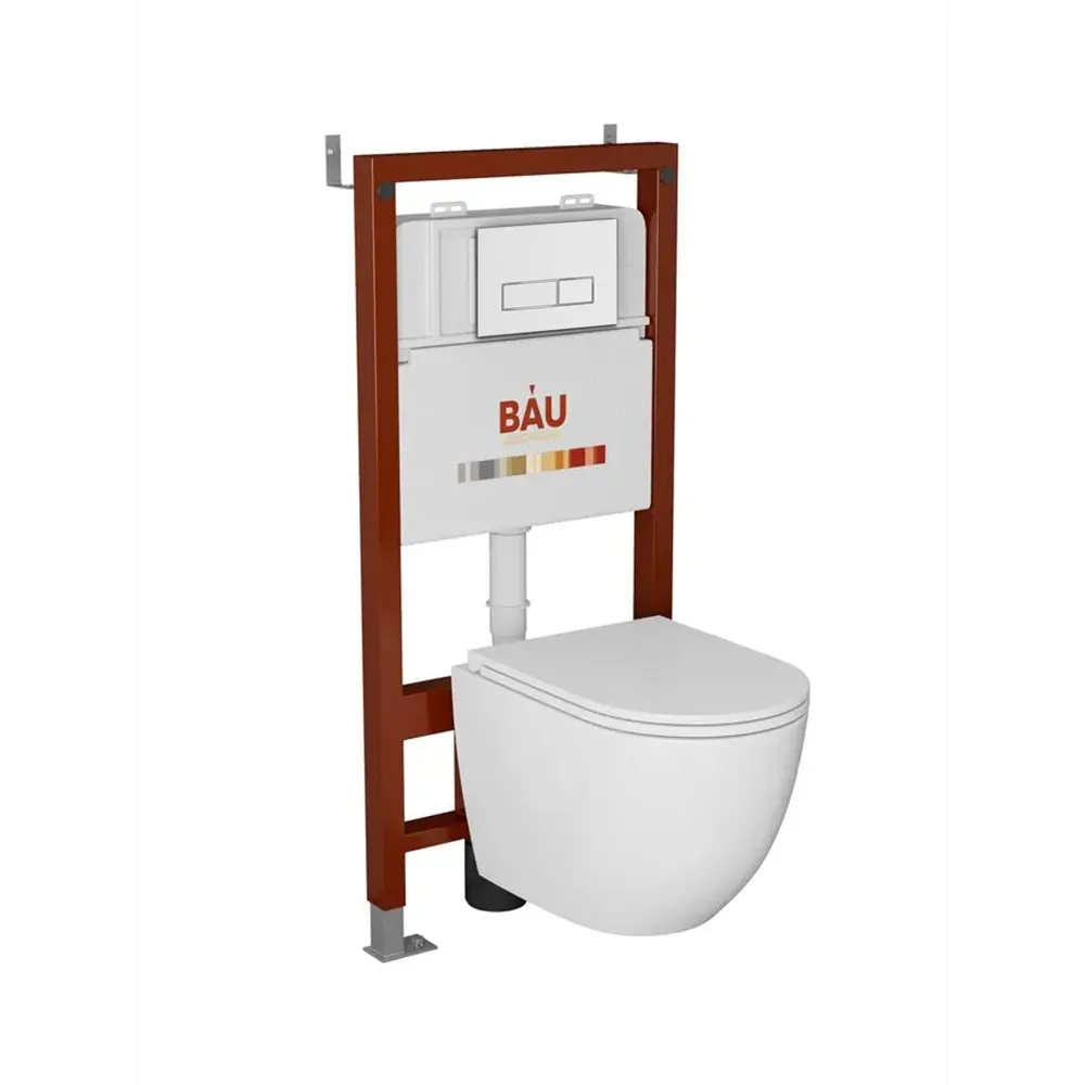 Фото Комплект Bauedge 6 в 1: инсталляция BAU PRO унитаз подвесной безободковый Bau Dream 53 кнопка BAU Stil белая/вставка хром Фото Комплект Bauedge 6 в 1: инсталляция BAU PRO унитаз подвесной безободковый Bau Dream 53 кнопка BAU Stil белая/вставка хром