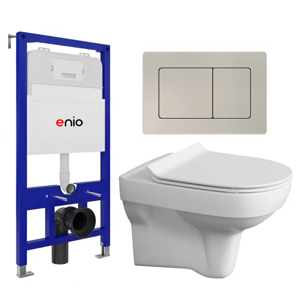 Фото Комплект инсталляция с унитазом 3 в 1 инсталляция Enio Tecnico 52 унитаз подвесной City кнопка матовая нержавеющая сталь Quadro Фото Комплект инсталляция с унитазом 3 в 1 инсталляция Enio Tecnico 52 унитаз подвесной City кнопка матовая нержавеющая сталь Quadro