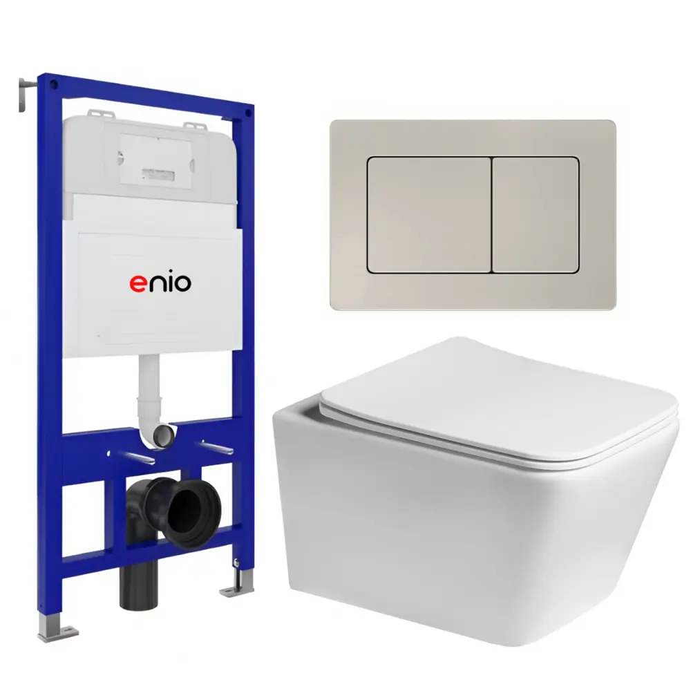 Фото Комплект инсталляция с унитазом 3 в 1 инсталляция Enio Tecnico 52 унитаз подвесной SantiLine SL-5007 кнопка матовая нержавеющая сталь Quadro Фото Комплект инсталляция с унитазом 3 в 1 инсталляция Enio Tecnico 52 унитаз подвесной SantiLine SL-5007 кнопка матовая нержавеющая сталь Quadro