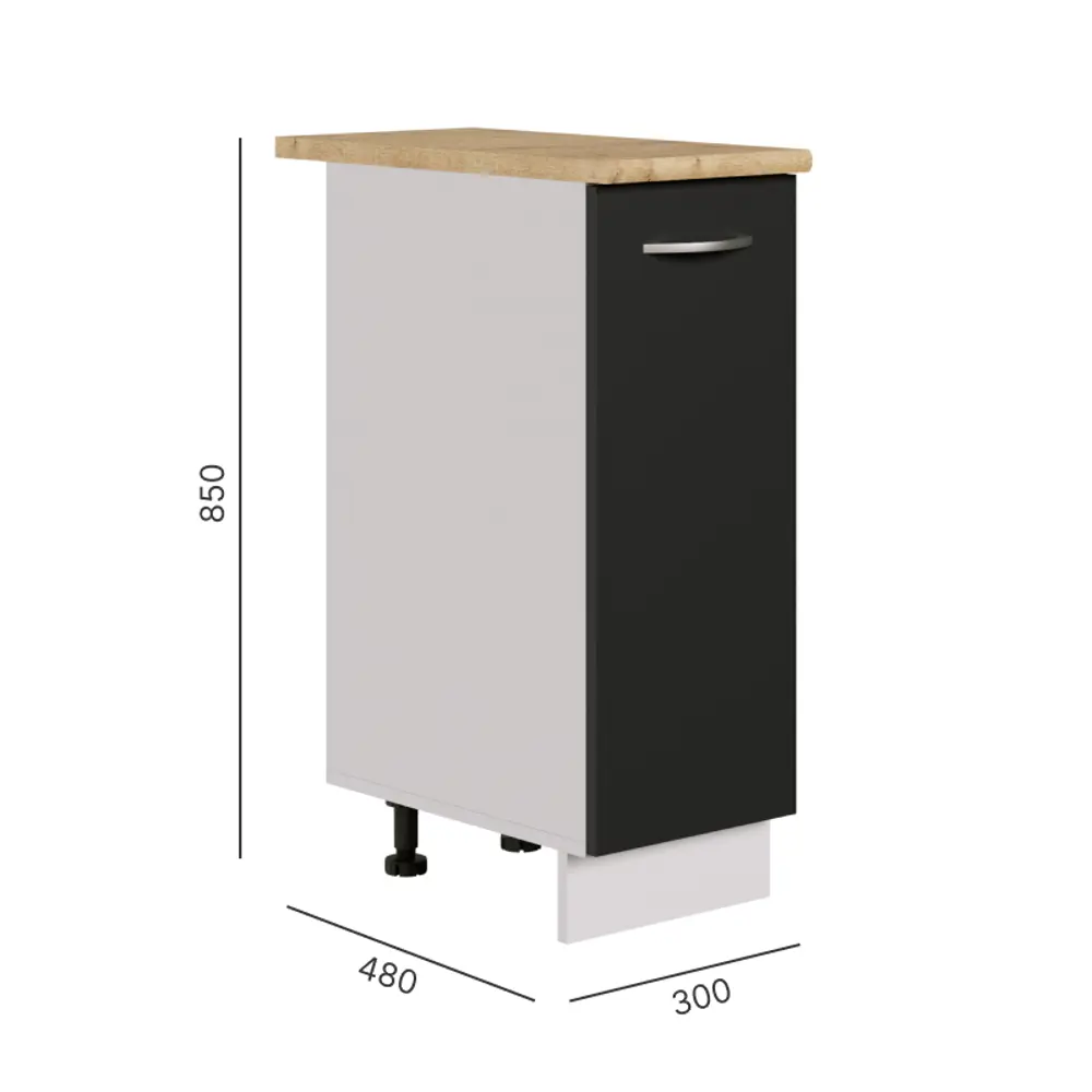 Фото Кухонный шкаф напольный Спадардрэва Лира 4816124202031 30x85x48 см ЛДСП цвет графит