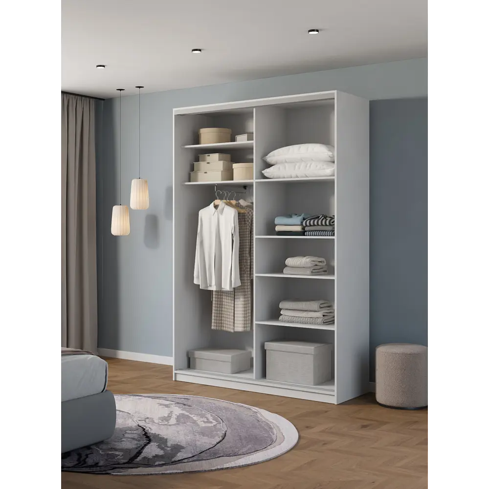 Фото 3 Шкаф-купе Клевер Атина 240x160x50 см 6 полок ЛДСП цвет белый Фото 3 Шкаф-купе Клевер Атина 240x160x50 см 6 полок ЛДСП цвет белый