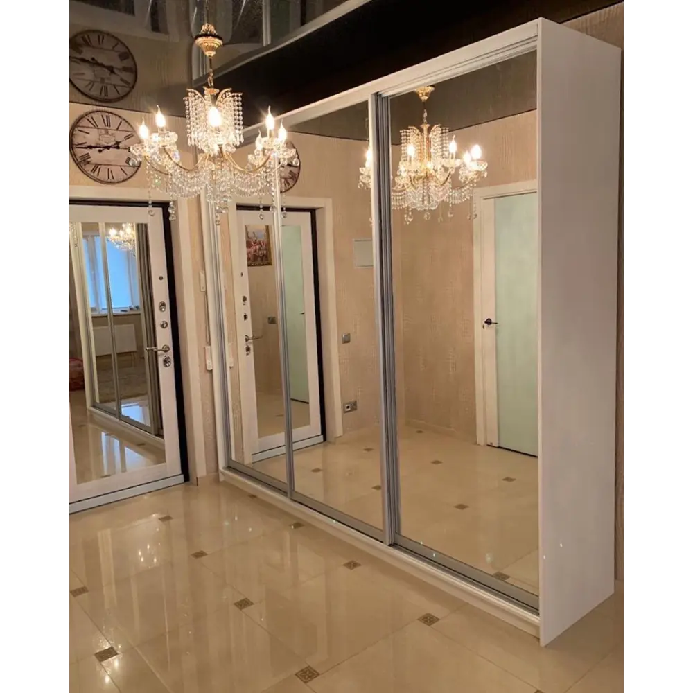 Фото 6 Шкаф-купе Клевер Атина зеркальный 240x220х45 см 9 полок лдсп цвет белый Фото 6 Шкаф-купе Клевер Атина зеркальный 240x220х45 см 9 полок лдсп цвет белый