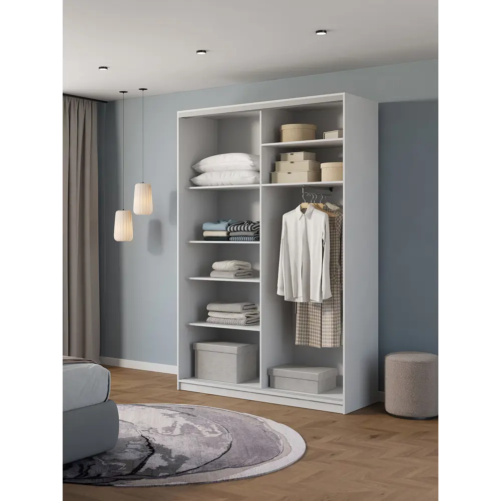 Фото 2 Шкаф-купе Клевер Атина комбинированный 240x110х50 см 6 полок ЛДСП цвет белый Фото 2 Шкаф-купе Клевер Атина комбинированный 240x110х50 см 6 полок ЛДСП цвет белый