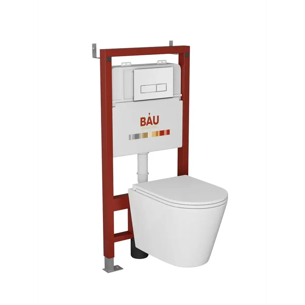Фото Комплект Bauedge 6 в 1: инсталляция BAU PRO унитаз подвесной Bau Nimb Hurricane с системой смыва Торнадо кнопка BAU Stil белая/вставка хром Фото Комплект Bauedge 6 в 1: инсталляция BAU PRO унитаз подвесной Bau Nimb Hurricane с системой смыва Торнадо кнопка BAU Stil белая/вставка хром
