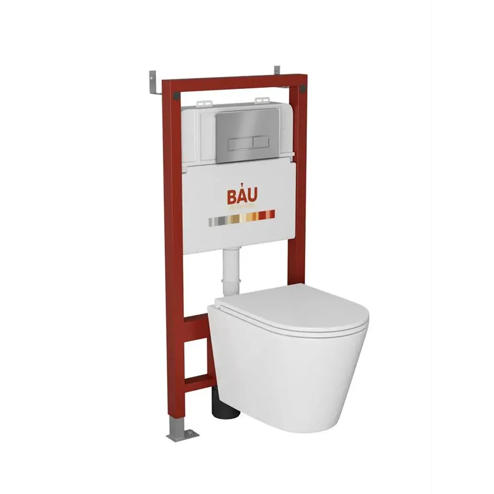 Фото Комплект Bauedge 6 в 1: инсталляция BAU PRO унитаз подвесной Bau Nimb Hurricane с системой смыва Торнадо кнопка BAU Stil серый/вставка хром Фото Комплект Bauedge 6 в 1: инсталляция BAU PRO унитаз подвесной Bau Nimb Hurricane с системой смыва Торнадо кнопка BAU Stil серый/вставка хром