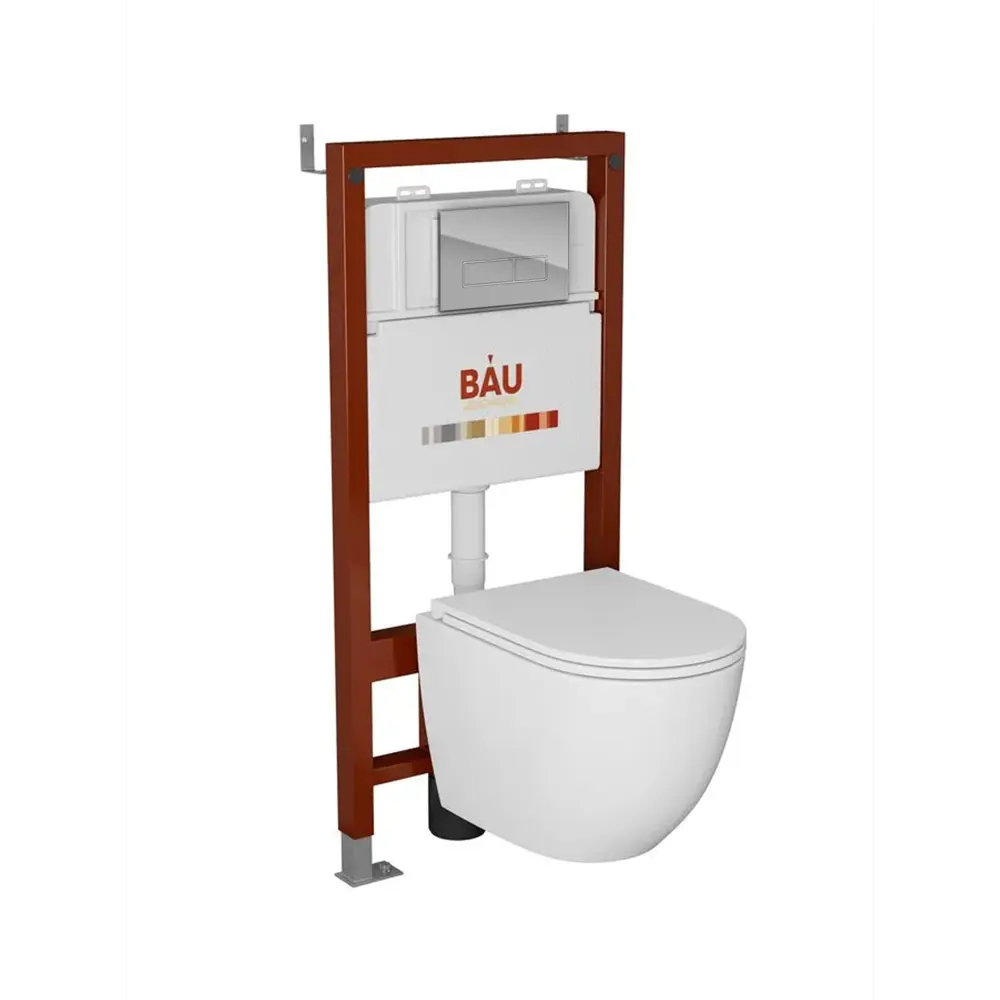 Фото Комплект Bauedge 6 в 1: инсталляция BAU PRO унитаз подвесной Bau Dream Hurricane кнопка BAU Stil хром/вставка хром Фото Комплект Bauedge 6 в 1: инсталляция BAU PRO унитаз подвесной Bau Dream Hurricane кнопка BAU Stil хром/вставка хром