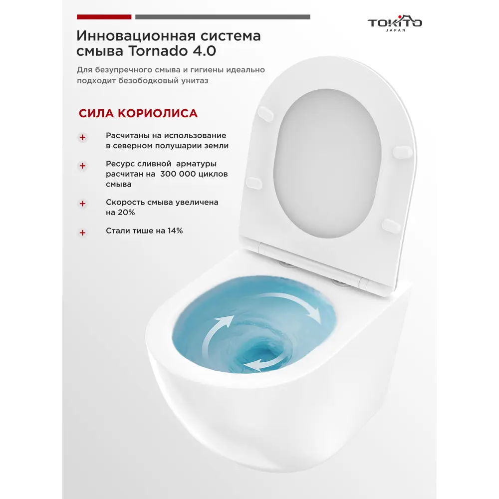 Фото 2 Унитаз подвесной Tokito TOK-TATSUMAKI-4-0TM безободковый с сиденьем микролифт Фото 2 Унитаз подвесной Tokito TOK-TATSUMAKI-4-0TM безободковый с сиденьем микролифт